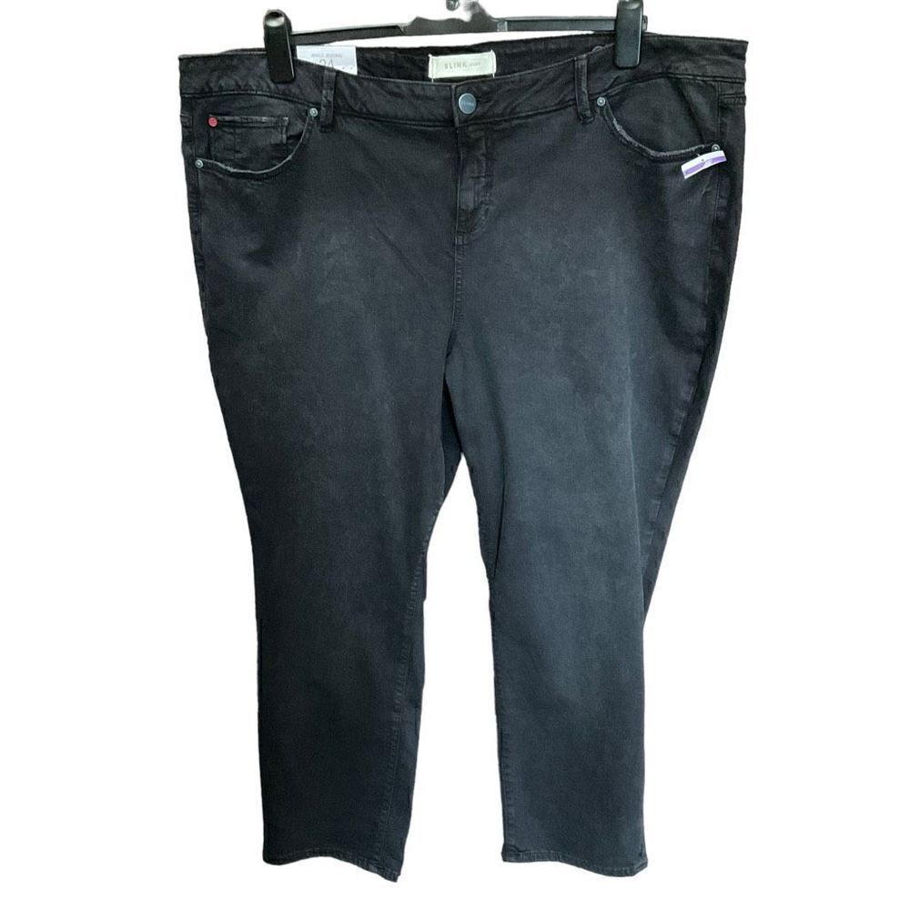 Slink Jean Jeggings Ankle Curvy Black 5 Pocket Zip Button Closure Women 24W